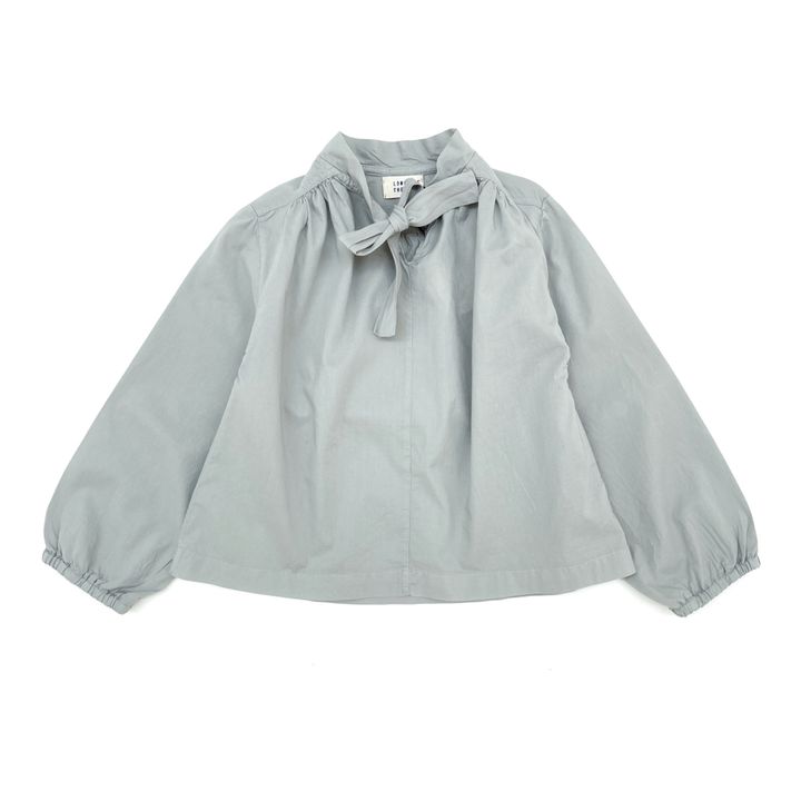 Organic Cotton Bow Blouse | Light grey- Product image n°0