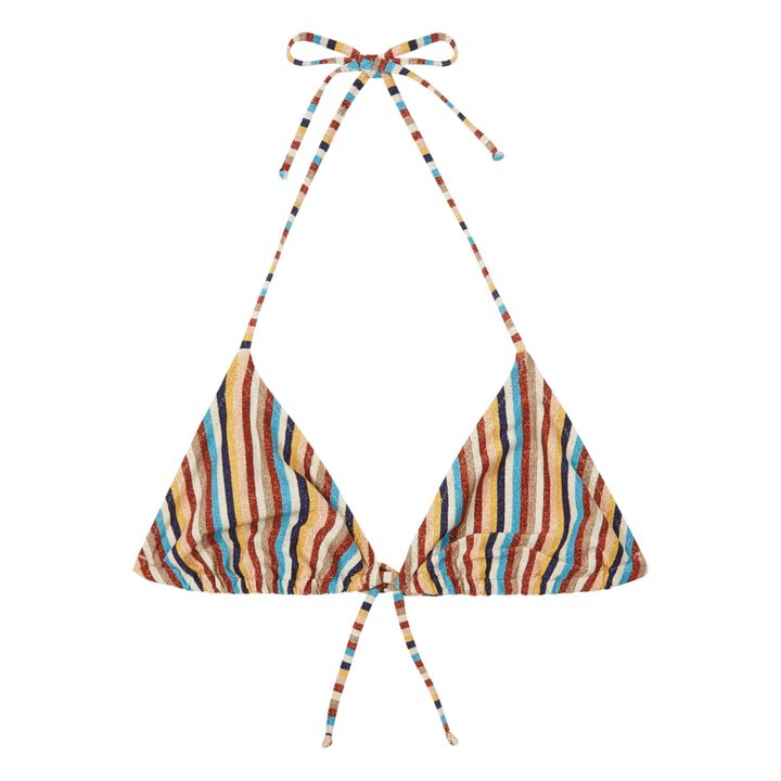 Top bikini metallizzato a righe Marine | Blu- Immagine del prodotto n°0