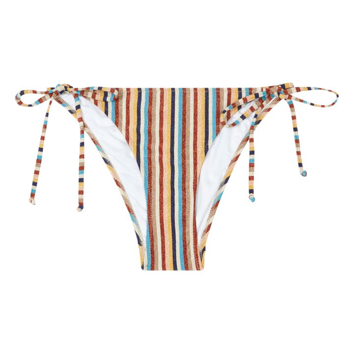 Slip bikini metallizzato a righe Malene | Blu- Immagine del prodotto n°0