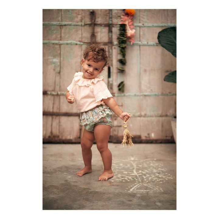 Abishak Organic Cotton Flower Print Bloomer | Wassergrün- Produktbild Nr. 4