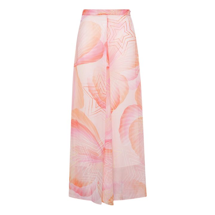 Silk Chiffon Printed Skirt "Dream" | Rosa- Immagine del prodotto n°0