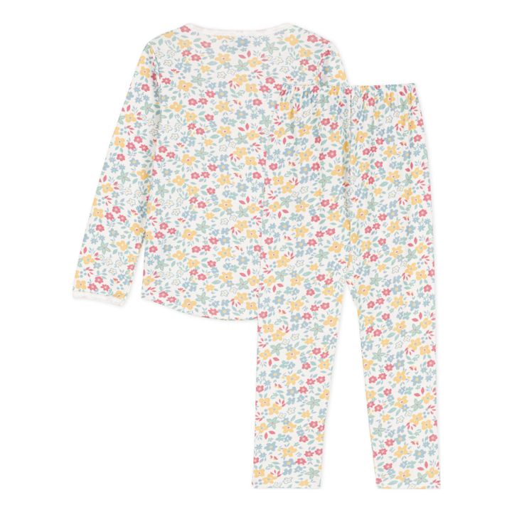 Pyjama Sans Pieds Fleuri Coton Bio | Ecru- Image produit n°2