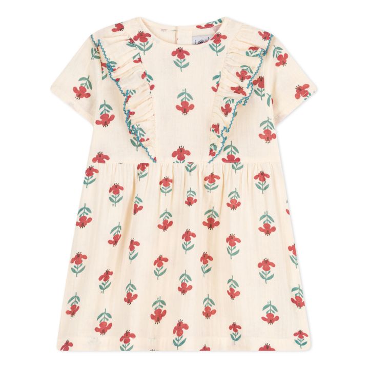 Robe Manches Courtes Gaze de Coton | Ecru- Image produit n°0