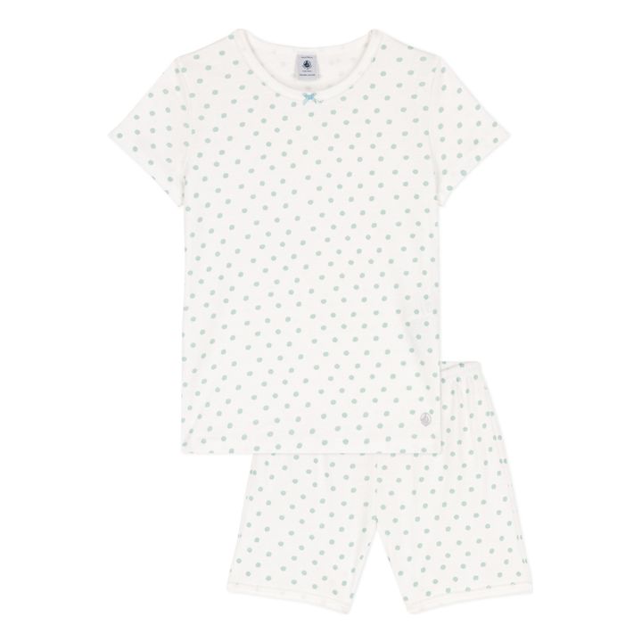 Pyjacourt à Pois Coton Bio | Bleu- Image produit n°0
