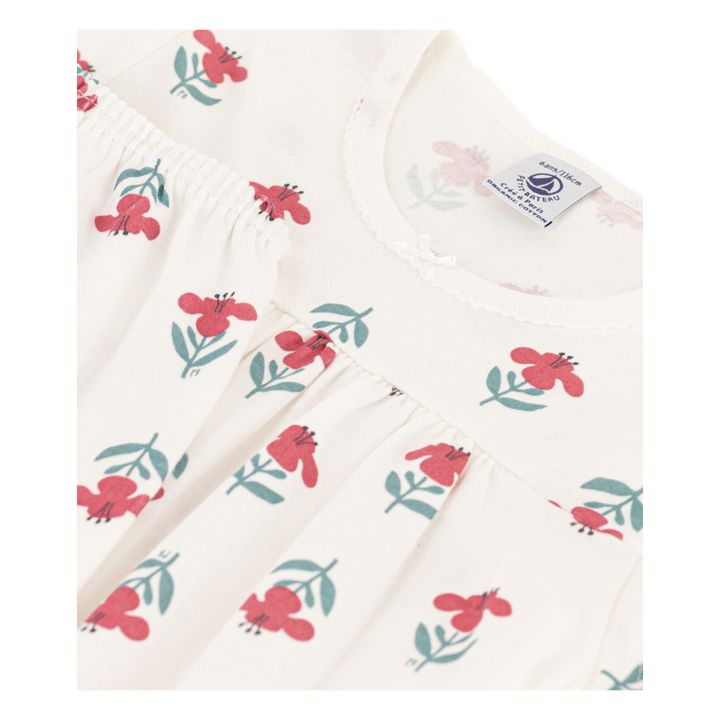 Flower Wreath Organic Cotton Short Pajamas | Ecru- Product image n°2