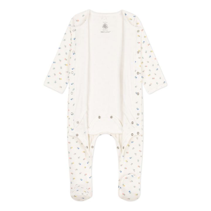 Flower Print Organic Cotton Pyjamas | Ecru- Product image n°3
