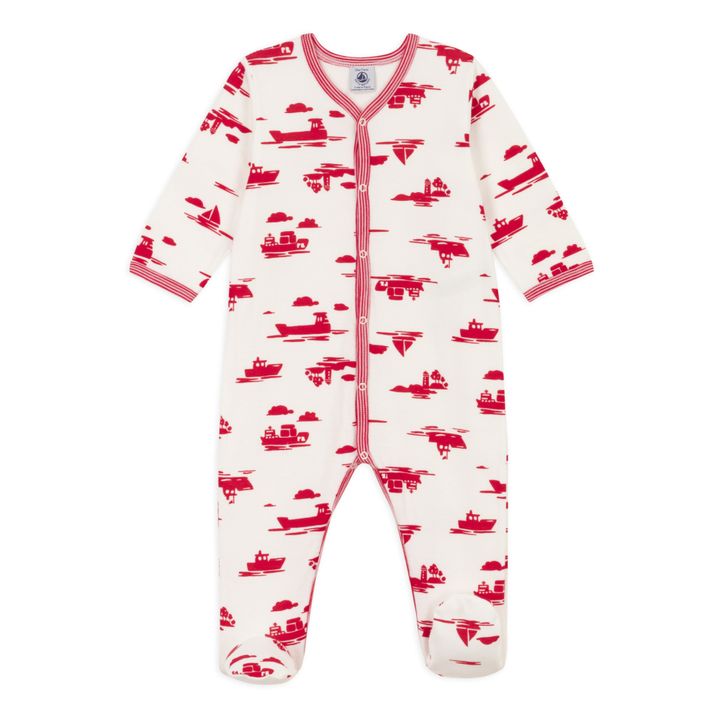 Organic Cotton Footed Pyjamas | Red- Product image n°0
