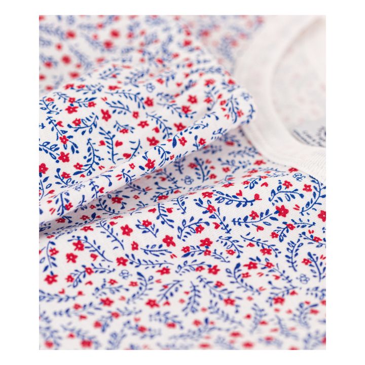 Pyjama Sans Pieds Fleurs Coton Bio | Ecru- Image produit n°1