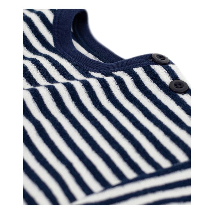 Sweatshirt Rundhalsausschnitt g estreift Frottee | Navy- Produktbild Nr. 1