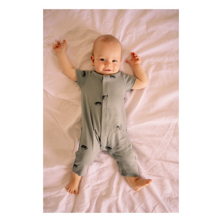 Leo Organic Cotton Fish Print Jumpsuit | Grey blue- Product image n°1