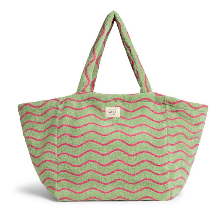 Tote bag Wavy en éponge | Vert kaki clair- Image produit n°0
