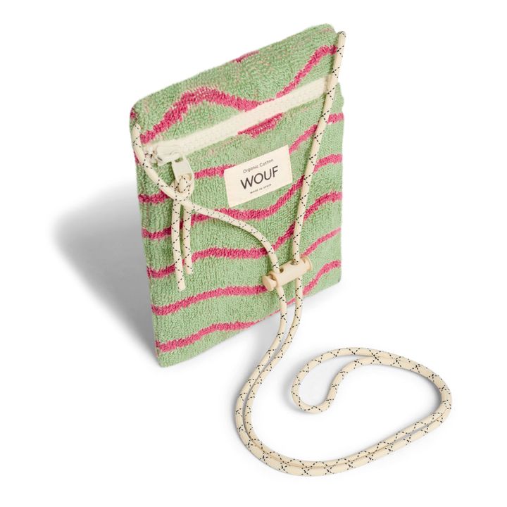 Wavy Terry Cloth Phone Pouch | Verde kaki chiaro- Immagine del prodotto n°4