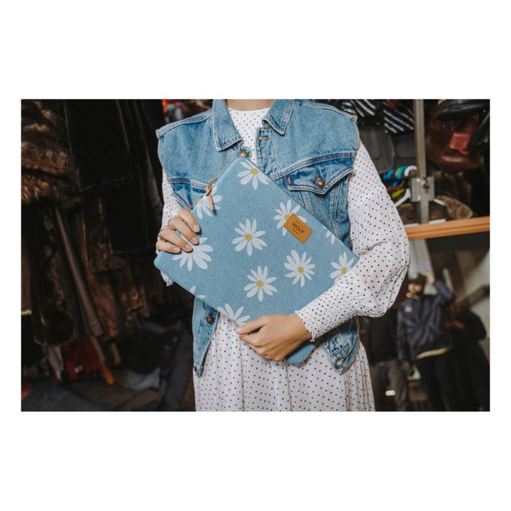 Pochette ordinateur Drew 13" et 14" en denim | Bleu jean- Image produit n°1