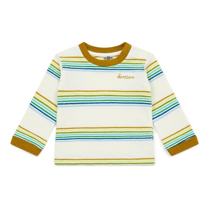 Sudadera ligera de algodón ecológico a rayas | Crudo- Imagen del producto n°0