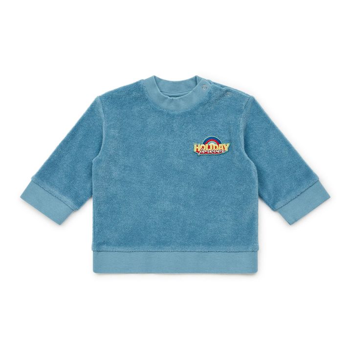 Sweatshirt Frottee aus Bio-Baumwolle mit Schleife | Blau- Produktbild Nr. 0