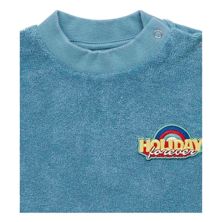Sweatshirt Frottee aus Bio-Baumwolle mit Schleife | Blau- Produktbild Nr. 1