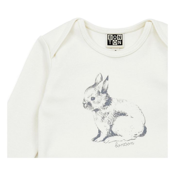 Conjunto de camiseta y mallas de algodón ecológico con estampado de conejo | Crudo- Imagen del producto n°1
