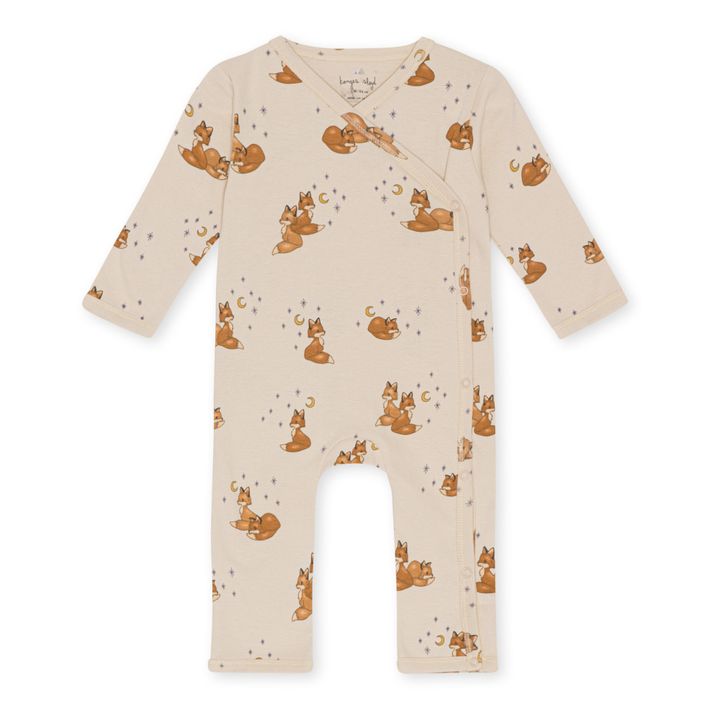 Combinaison Cache-Cœur Imprimé Coton Bio | Beige- Image produit n°0