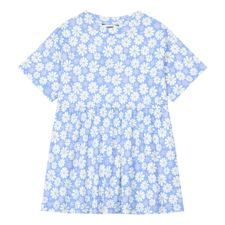 Organic Cotton Retro Flower Mini Dress | Light blue- Product image n°0
