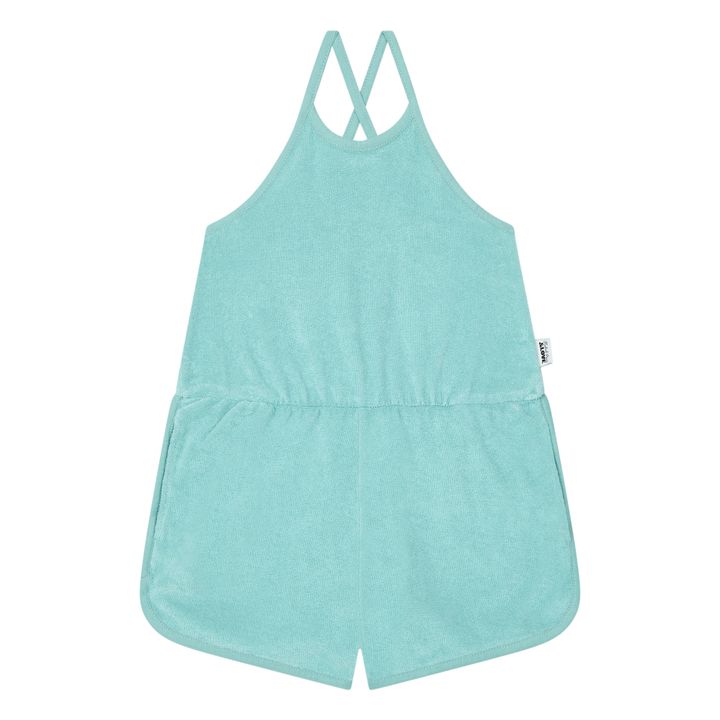 Organic Terry Cloth Playsuit | Turquoise- Product image n°0