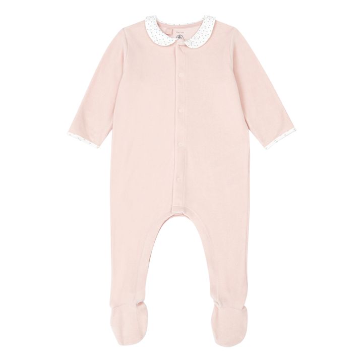 Two-Tone Organic Cotton Footed Pyjamas | Pale pink- Product image n°0