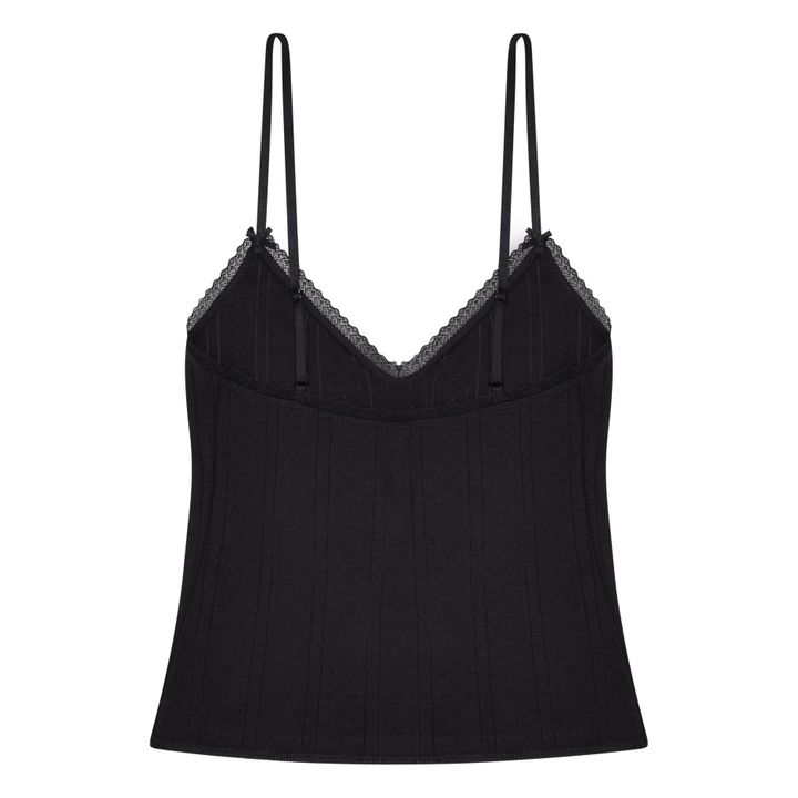 Top Long Cami Pointelle Coton Bio | Noir- Image produit n°4