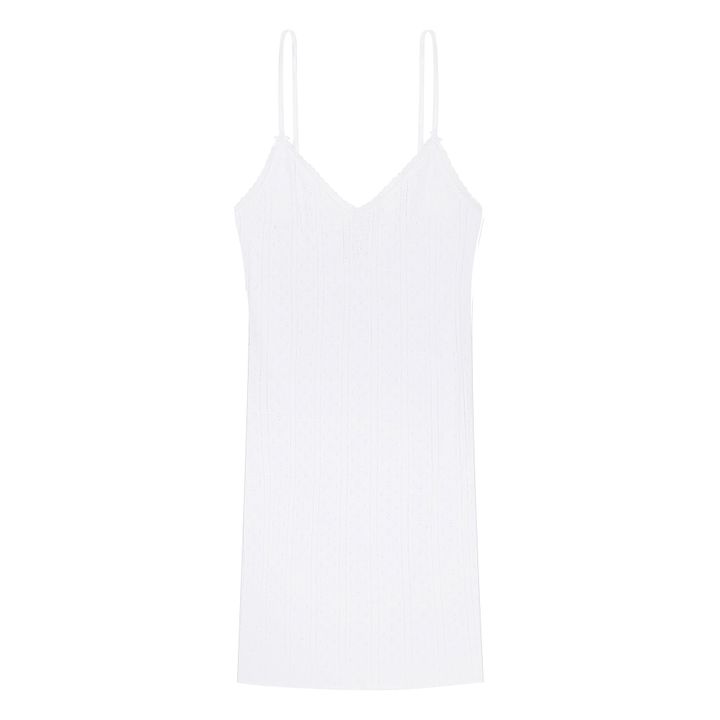 Robe Cami Pointelle Coton Bio | Blanc- Image produit n°0