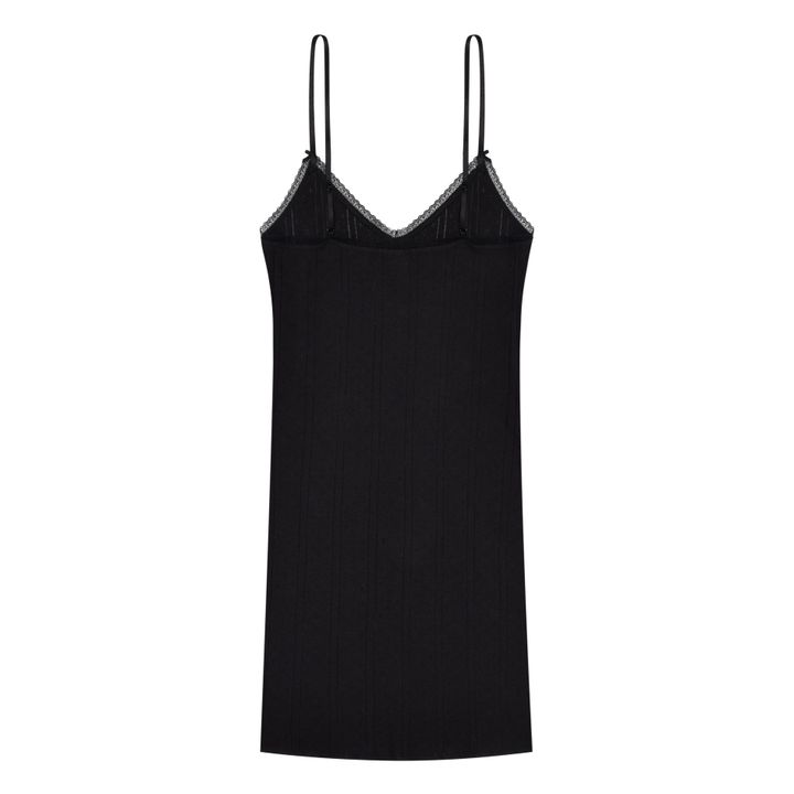 Robe Cami Pointelle Coton Bio | Noir- Image produit n°4