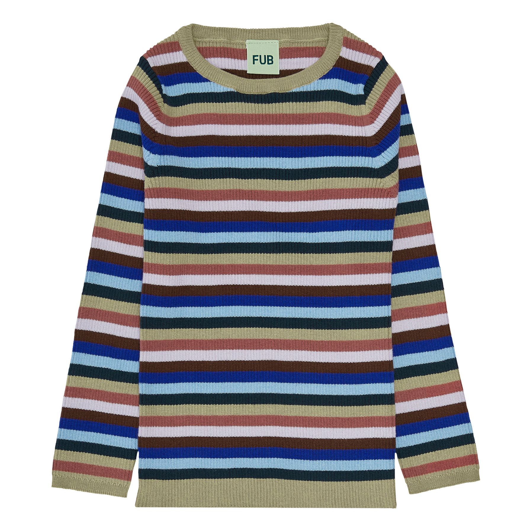 Pullover Rib gestreift feinmaschig Bio-Baumwolle | Blau- Produktbild Nr. 0