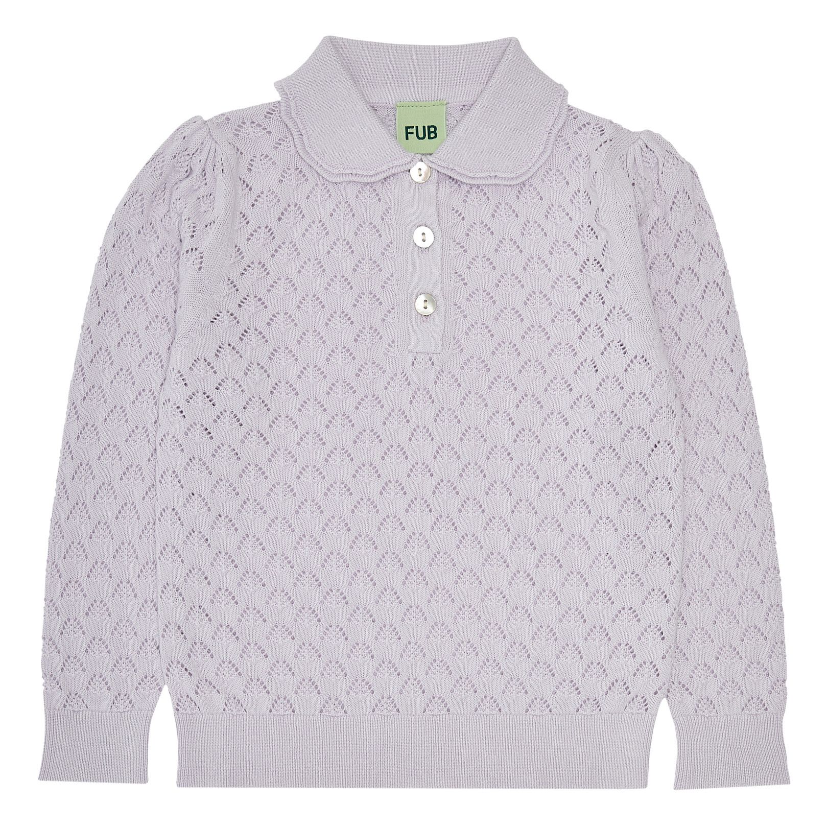 Feiner Strickpullover gepunktet Kragen aus Bio-Baumwolle | Lila- Produktbild Nr. 0