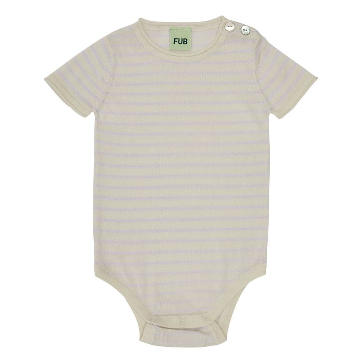 Body Rayé Manches Courtes Coton Bio | Lilas- Image produit n°0