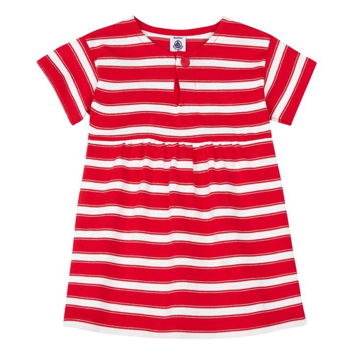 Striped Thick Jersey Short Sleeve Dress | Red- Product image n°0