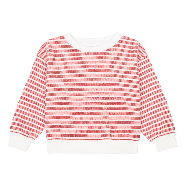Striped Round Neck Organic Cotton Sweater | Rojo- Imagen del producto n°0
