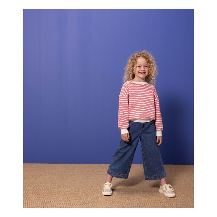 Striped Round Neck Organic Cotton Sweater | Rojo- Imagen del producto n°1