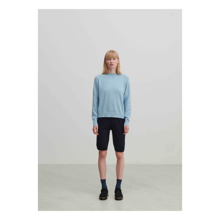 Pull Pointelle Coton Bio - Collection Femme | Bleu ciel- Image produit n°1