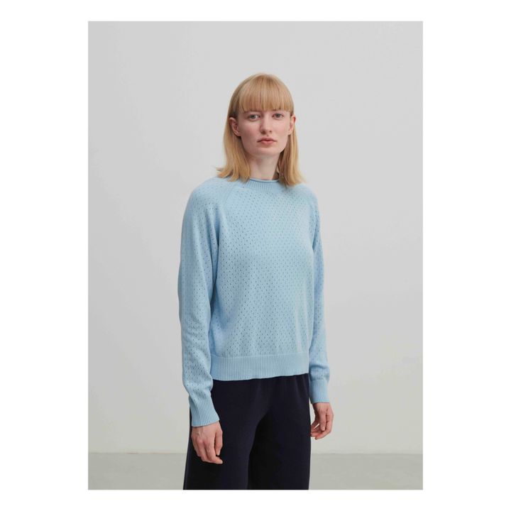 Pull Pointelle Coton Bio - Collection Femme | Bleu ciel- Image produit n°2