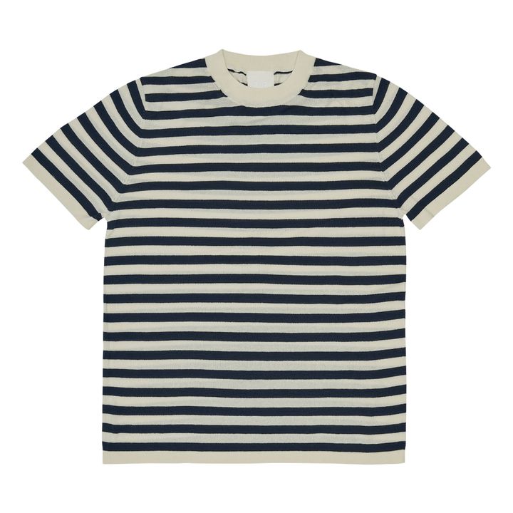 Camiseta a rayas de punto fino de algodón orgánico - Colección Mujer | Crudo- Imagen del producto n°0
