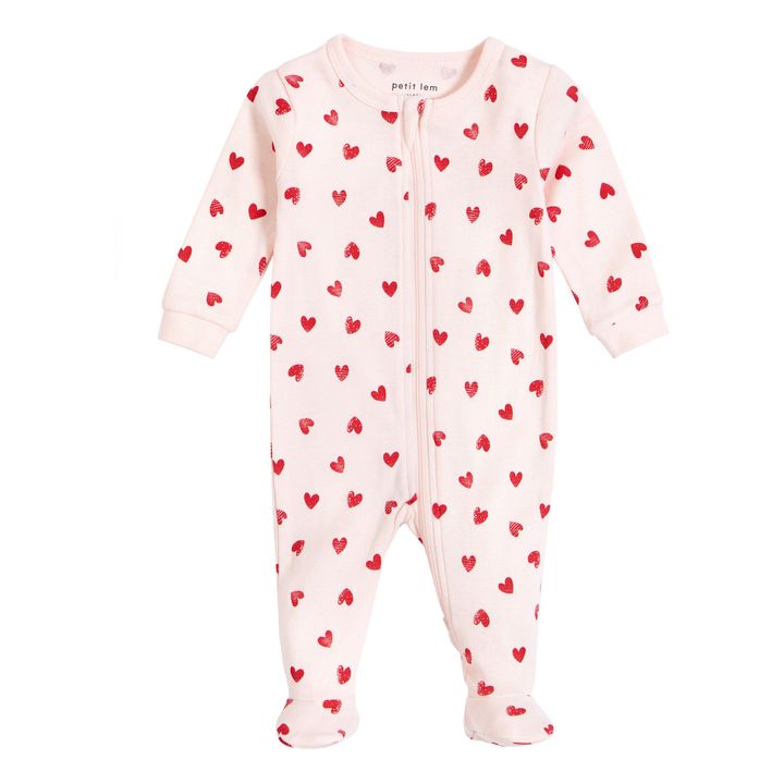 Organic Cotton Heart Pyjama Jumpsuit | Pink- Product image n°0