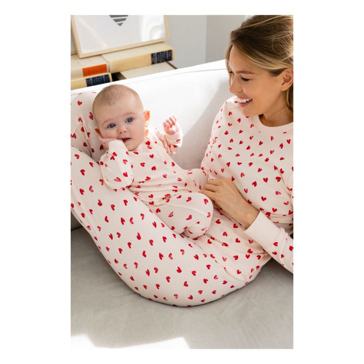 Organic Cotton Heart Pyjama Jumpsuit | Pink- Product image n°2
