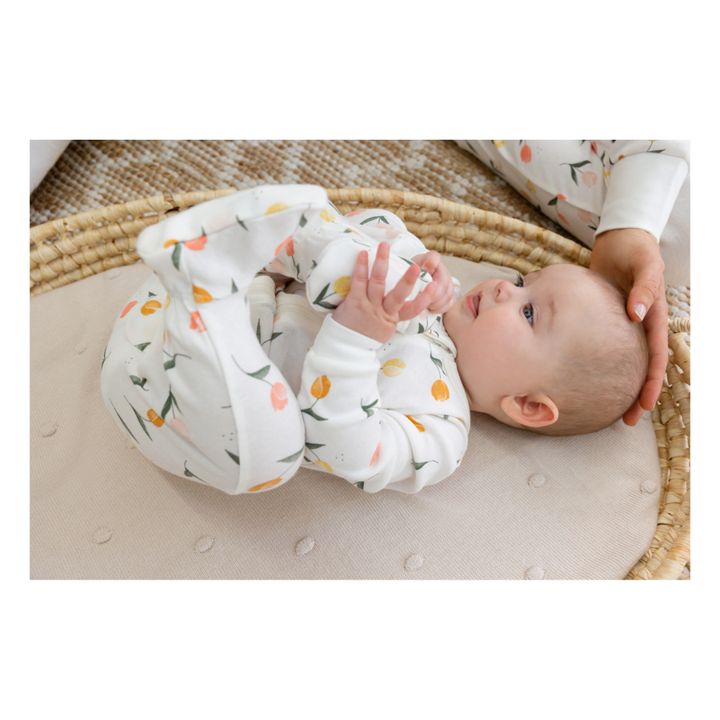 Organic Cotton One-Piece Tulips Pajamas | Ecru- Immagine del prodotto n°2
