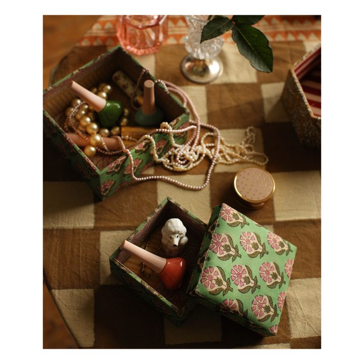 Boîtes carrées Emma en bois et coton - set de 2 | Vert- Image produit n°1