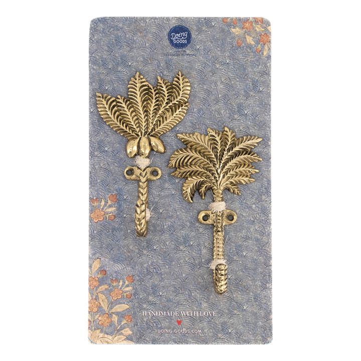 Kleiderhaken Devi Palmtree aus recyceltem Messing - 2er-Set | Goldbraun- Produktbild Nr. 7