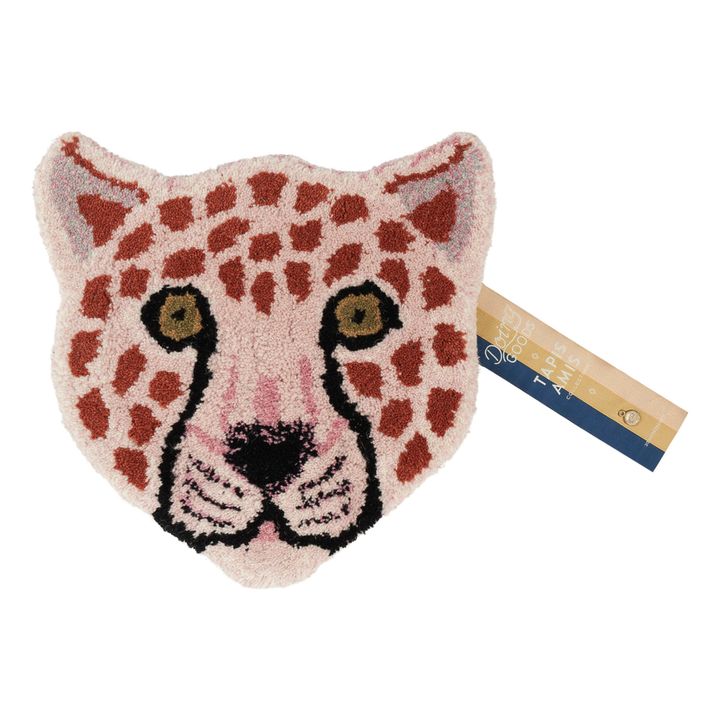 Alfombra de lana con cabeza de leopardo Pinky | Rosa- Imagen del producto n°0