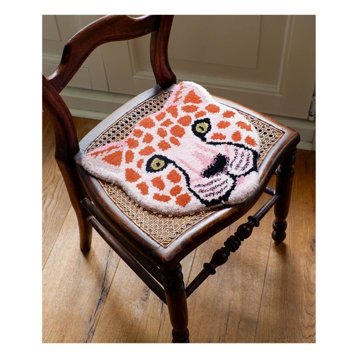 Alfombra de lana con cabeza de leopardo Pinky | Rosa- Imagen del producto n°7
