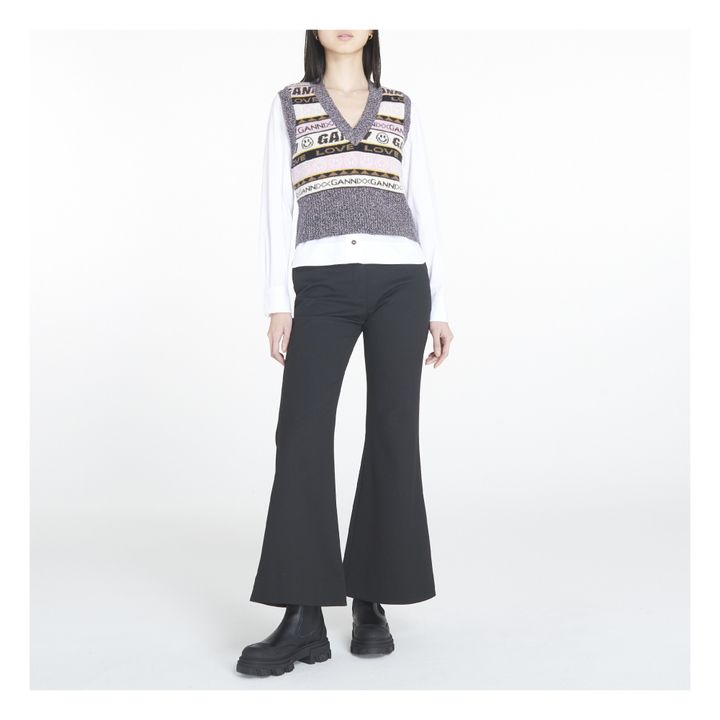 Sleeveless V-Neck Recycled Wool Graphic Sweater | Gris- Imagen del producto n°1