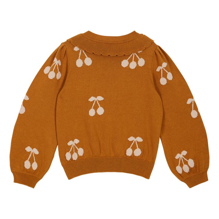 Cherry Organic Cotton Cardigan | Caramello- Immagine del prodotto n°3