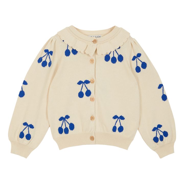 Cardigan Coton Bio Cerises | Ecru- Image produit n°0