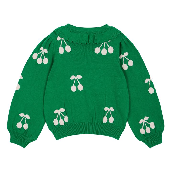 Cardigan Coton Bio Cerises | Vert- Image produit n°3