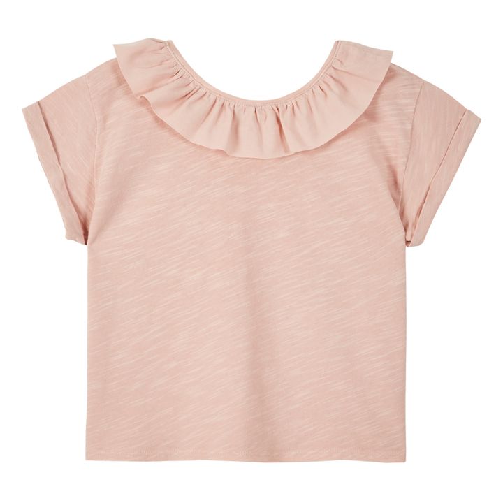 Camiseta de algodón orgánico con volantes Teeg | Rosa Palo- Imagen del producto n°0