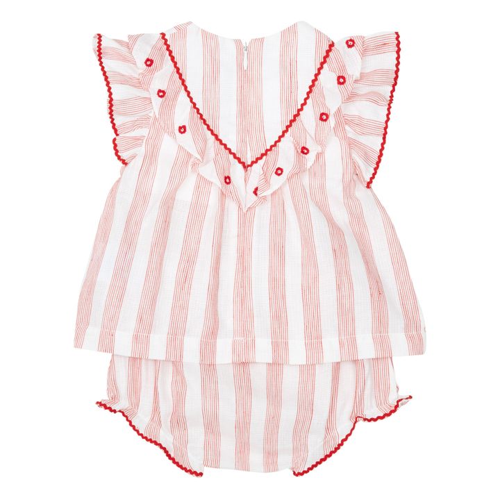 Conjunto de blusa y ranita a rayas | Crudo- Imagen del producto n°2